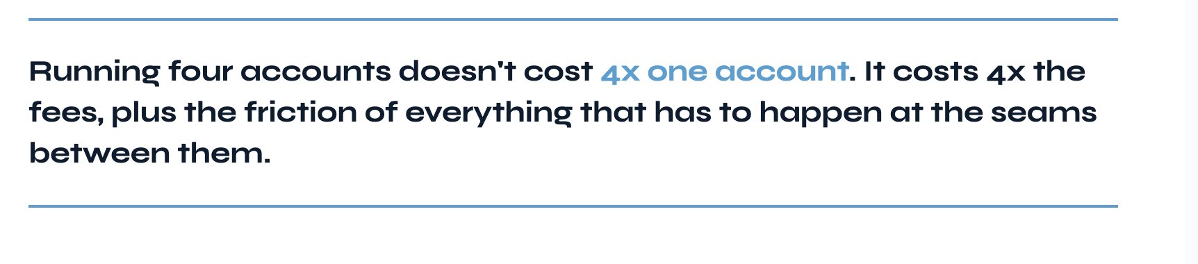 The case for one account isn't primarily about convenience, though convenience is real. It's about what becomes structurally possible once every payment channel settles through a single ledger instead of four disconnected ones